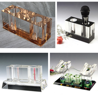 OEM / ODM artisanat cadeaux brillant KTV support de microphone de haute qualité musique cristal brosse support verre bureau papier support