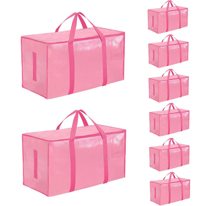 Bolsas de Almacenamiento Impermeables Rosas con Asas y Cierres, Plegables, <span class=keywords><strong>Extra</strong></span> Grandes, Resistentes y Duraderas para Mudanzas en Dormitorios Universitarios - Product Image 1