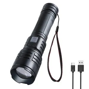 Boruit H-01 3000 Lumen High Power Flashlight Long Range Work Lights Zoom Zoom Focus Rechargeable Hand Torch With Power Display