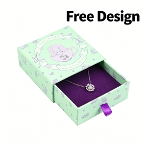 Charming <b>Enchanting</b> Custom Illustrated Jewelry Drawer Fsc Certified Velvet Lining Pendant Necklace Box Packaging Case - Product Image 1