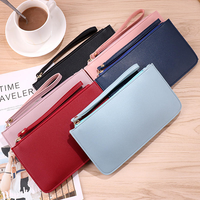Logo Kustom 30 MOQ Fashion 3 Pola Permen Penutup Ritsleting Kulit PU Ramah Lingkungan Dompet Pendek Katun Tas Clutch Merah Hitam Wanita