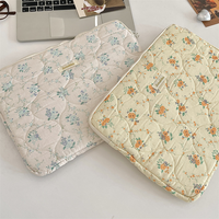 Tas Laptop Ringan Lucu Korea dengan Ritsleting Ganda, Tas Penyimpanan Tablet Bersulam, Ukuran 11 13 14 15 Inci, Kantong Ritsleting Lembut Anti Benturan