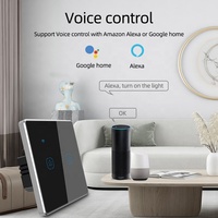 Interruttore WiFi Senza Neutro Tuya Smart Touch, Interruttore a 2 Vie N+L 86*86mm in Vetro Temperato, Interruttore da Parete EU UK