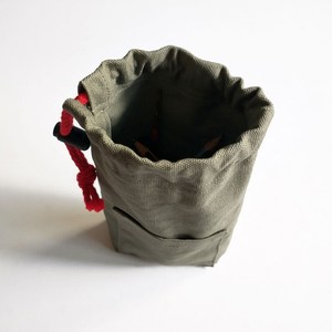 Sac en toile de lin et coton vert avec logo personnalisé imprimé / Sac à cordon en toile - Product Image 3
