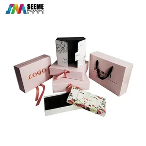 Custom Logo Hair Gift Box Wholesale Black Human Weave Bundles Wig Packaging With Ribbon Satin For Hair Extension Box Accessories