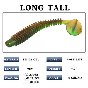 Luya 55mm T-Tail Soft Bait Fishy Smell PVC Texas Fishing Group Bass Mandarin Bionic Worm Fake Bait para especies de carpas - Product Image 3