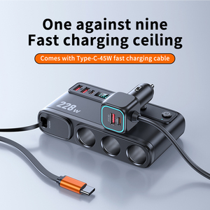 228W 9IN1 Comes with 1-meter Extension Cable Dual PD Ports QC 3.0 Simultaneously High efficiency Safety guaranteed <b>Car</b> Charger - Product Image 4