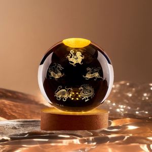 Luminous Tai Chi Bagua Crystal Ball Night <b>Light</b> Ornament for Home Office Desktop Decoration Carving Internal Design Gift Idea - Product Image 2