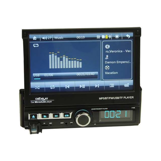 Touch Screen 1 DIN 7 Inch BT Car Stereo MP5 Player AUX USB TF FM Radio Receiver in Dash Head Unit Car Radio