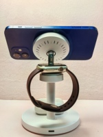 Chargeur magnétique pliable 3-en-1 15W à charge rapide PD Type-C avec support de bureau pour téléphone portable, montre connectée et écouteurs