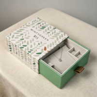 Boîte à bijoux en papier personnalisée avec tiroir coulissant, doublure en velours, poignée en PU, boîte de rangement pour bijoux, bracelet, collier, emballage cadeau