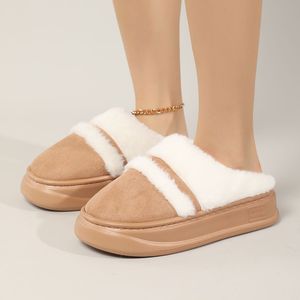 Pantoufles en coton pour femmes seniors, semelle antidérapante en TPR, faciles à mettre et à enlever, pour l'hiver à la maison - Product Image 3