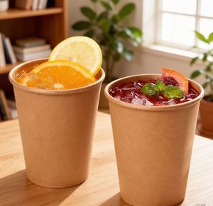 Gobelets à café compostables personnalisés sans couvercle en kraft de 9 oz, imprimés offset, pour emporter, fournitures pour cafés, 500 cc - Product Image 1