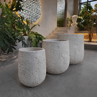 Pot de fleurs en oxyde de magnésium blanc fait main avec texture cratère lunaire, pot de plantes pour patio, balcon, jardin et décoration intérieure