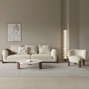 ATUNUS Wabi Sabi Boucle نسيج ناعم أريكة من الخشب الصلب أريكة من الكشير أثاث غرفة المعيشة - Product Image 2