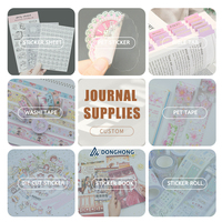 Pack d'autocollants décoratifs transparents en PET avec fleurs dorées pour scrapbooking personnalisé, journal DIY
