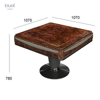 Table Mahjong en placage de bois de qualité supérieure avec des accents métalliques élégants