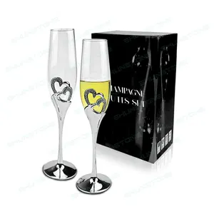 Placage de luxe cristal diamant gobelet Transparent amour mariage Champagne lunettes étincelant Champagne flûte verre boîte-cadeau