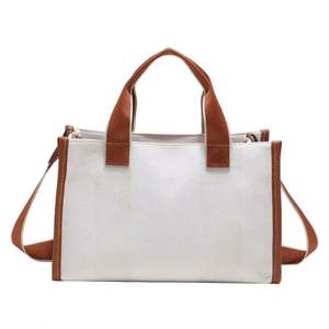 Sac fourre-tout blanc robuste pour femme, imperméable, réutilisable, avec poignées en ruban, insert tissé mignon, idéal pour le shopping quotidien et les sorties en bateau - Product Image 1