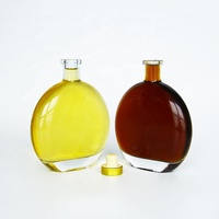 Umwelt freundliche helle runde flache Weinglas flasche für Whisky-Paket mit Kork