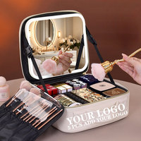 Trousse de maquillage éclairée par LED avec miroir |   Organisateur de cosmétiques de voyage hydrofuge |   Sac de toilette personnalisé avec logo pour les commandes en gros B2B