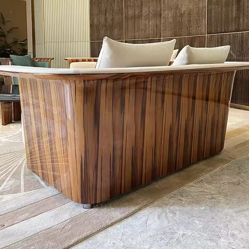 solid wood leather sofa