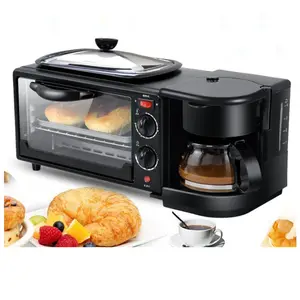 Multifunctional kitchen electric oven coffee maker household bread maker fry pan 3 in 1 breakfast maker
