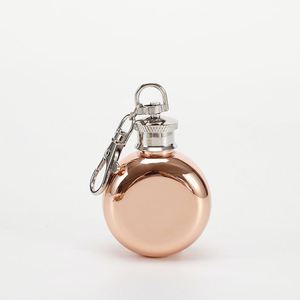 Custom Logo 1oz Stainless Steel Wedding Flask Keychain Portable Round Design 304 Metal Liquor <b>Bottle</b> Elegant Gift - Product Image 4