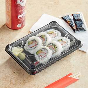 Envase de empaquetado <span class=keywords><strong>rectangular</strong></span> plástico negro disponible del sushi para la comida - Product Image 1