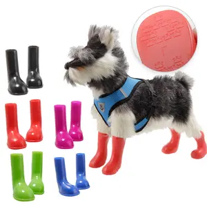 PVC Solid Pets Dogs Rainy Day Boots Shoes Waterproof Dogs Galoshes
