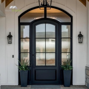 ประตูสวิงสไตล์ฝรั่งเศสย้อนยุคแบบหลายเฉดสี กรอบอลูมิเนียมลายตารางสไตล์กลางศตวรรษ ประตูทางเข้ากระจกนิรภัย ประตูวิลล่าอลูมิเนียม - Product Image 4