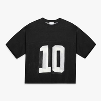 Couper et coudre à manches courtes pull en tricot ample col rond évider chemises Football basket-ball tricot maille Jersey
