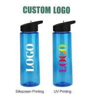 Bouteilles d'eau sport en plastique personnalisables 400ml/750ml avec logo, portables pour le camping, la randonnée et les voyages, avec couvercles à paille rabattable anti-fuite – Vente en gros