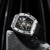CHANCE 9-190G-11 Montre mécanique automatique sportive à forme creuse, étanche, avec boucle de haute qualité et bracelet en silicone durable – Grande Vente