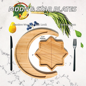 Assiettes à dîner en bois de bambou écologiques polies en forme de lune et d'étoile mignonnes Rani Industries RI335 - Product Image 2