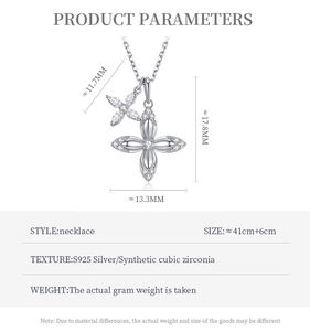 महिलाओं के लिए आइस हाई ज्रकॉन हार, चार पत्ती क्लैवर डबल पेलेंट s925 स्टर्लिंग सिल्वर नेकलेस - Product Image 4
