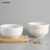 Ensemble de bols en porcelaine céramique de grande capacité à motif de coquille blanche Passe au lave-vaisselle et écologique Design classique pour une utilisation en fête