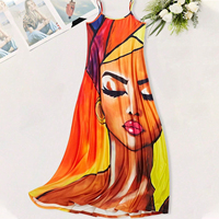 Robe décontractée imprimée tendance pour femmes grandes tailles, style vacances, à fines bretelles, idéale pour le printemps et l'été