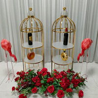 Support à gâteau en acier inoxydable SMS Exquisite, cage à oiseaux dorée à 3 étages, présentoir à dessert pour mariage, banquet, fête