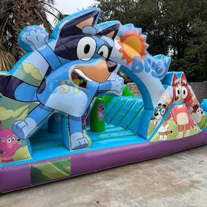 Màu xanh Nhà bị trả lại Toddler thương mại nhảy lâu đài <span class=keywords><strong>Inflatable</strong></span> Jumper trẻ em màu xanh lâu đài <span class=keywords><strong>bouncy</strong></span> với Slide Combo cho bữa tiệc - Product Image 3