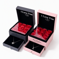 Boîte cadeau personnalisée pour bijoux, boîte en papier rigide de luxe rose pour collier, bague, emballage cadeau pour la Saint-Valentin, logo personnalisé