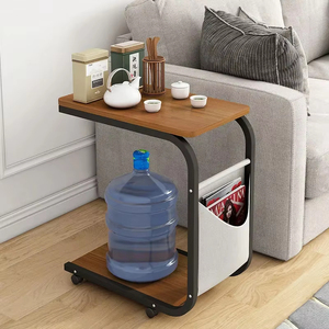 Tavolino da Caffè Moderno e Semplice con Ruote e Ripiano Portaoggetti, Piano in Legno Massello per Arredamento Soggiorno e Camera da Letto - Product Image 1