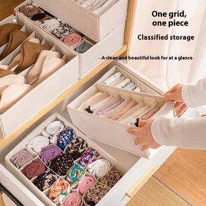 Houseware Washable Cotton Linen Foldable Closet Organizer Underwear Drawer Dividers <strong>Storage</strong> <strong>Boxes</strong> for Socks Bra <strong>Tie</strong> - Product Image 3