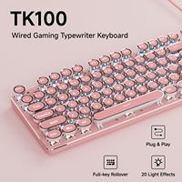 EWEADN TK100 Keyboard Mekanik Berkabel 104 Tombol Putih Backlit Anti-Ghosting Antarmuka USB-A Estetika Mesin Ketik yang Lucu