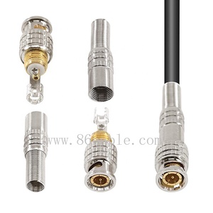 Đầu Nối Nén <span class=keywords><strong>BNC</strong></span> Nam Không Thấm Nước Cho Cáp RG6 Đầu Nối Vàng/CCTV - Product Image 5