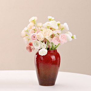 Vase en céramique rouge en gros avec motif de célébration de mariage pour salon, entrée, table à manger, décoration intérieure, arrangement floral - Product Image 3