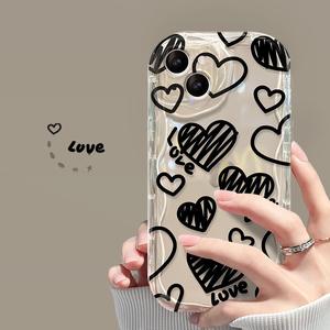PH571เหมาะสำหรับ iPhone 16PROMAX เคสโทรศัพท์สำหรับ iPhone 13/15, line Graffiti Love CHAIN, 11/16, silicone x โปร่งใส - Product Image 4