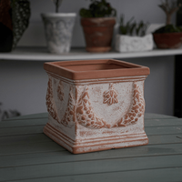 Pot en céramique gaufrée en terre cuite, style rustique, grande ouverture, finition émaillée, respirant, pour la décoration de la maison et du jardin, écologique