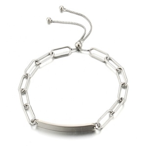 Yiwu Aceon Velle Acero inoxidable dos tipos de cadena combinada ajustable Monica diseño más nuevo mujeres curvo ID Bar pulsera - Product Image 1