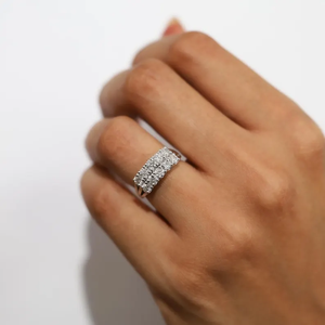 Anillo de Compromiso Elegante Inspirado en el Art Deco, Diamante Cultivado en Laboratorio de 1.23 Ct, Corte Redondo, Oro Sólido de 14K, Anillo de Bodas de Doble Aro, Joyería Única - Product Image 3